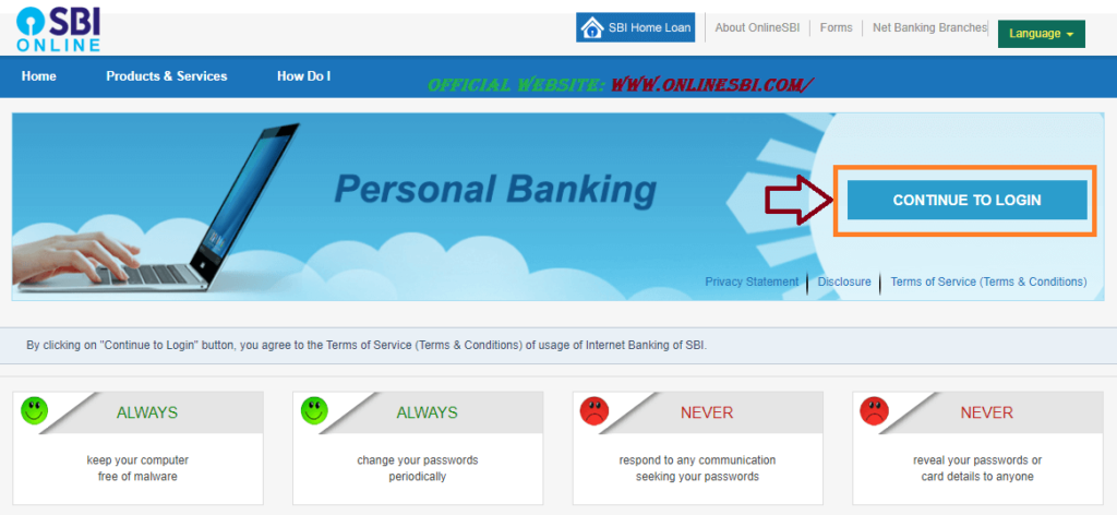 Sbi net banking login 3