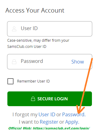 SAM's Club Credit Card forgot password1