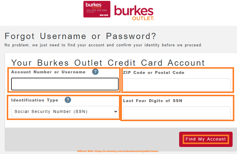 burkes credit card forgot password2