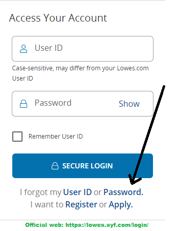 lowes Credit Card forgot password1