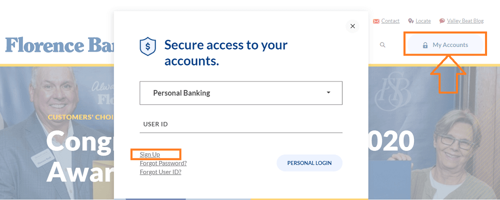 Enroll Florence Bank online 1