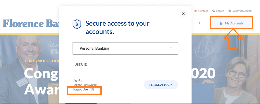 Forgot Florence Bank User ID 1