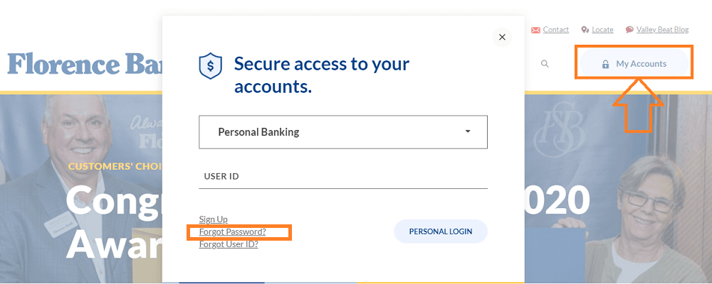 Reset Florence Bank Password 1
