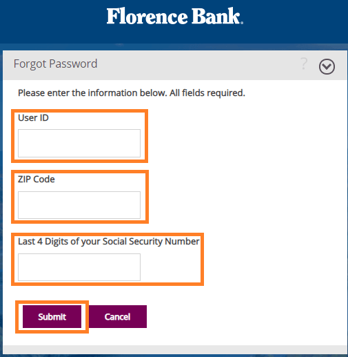 Reset Florence Bank Password 2