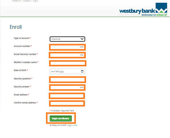 Enroll Westbury bank Onlin 2
