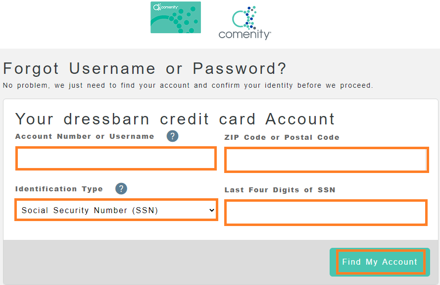 Forgot Dressbarn Credit Card Password or Username 2