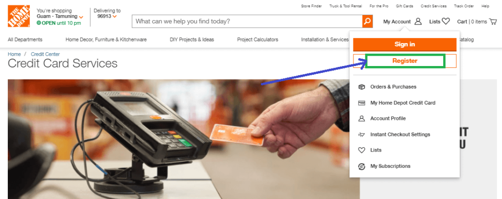 Register Home Depot Credit Card Account Online 1