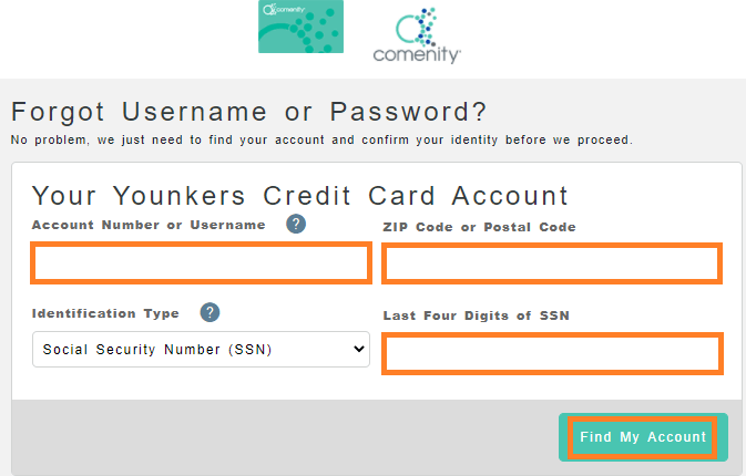 Reset Younkers Credit Card Password 2