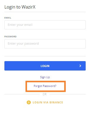 wazirx login password