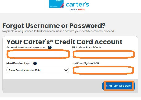 Forgot Carter’s Credit Card Username Password 2