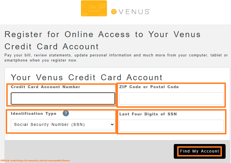 venus credit card register online2