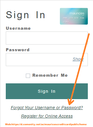Maurices Credit Card forgot password1