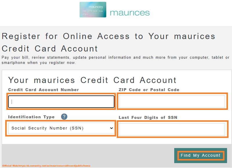 Maurices Credit Card register online2