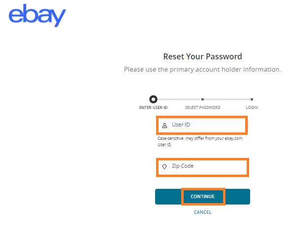 Reset eBay Mastercard Password 2