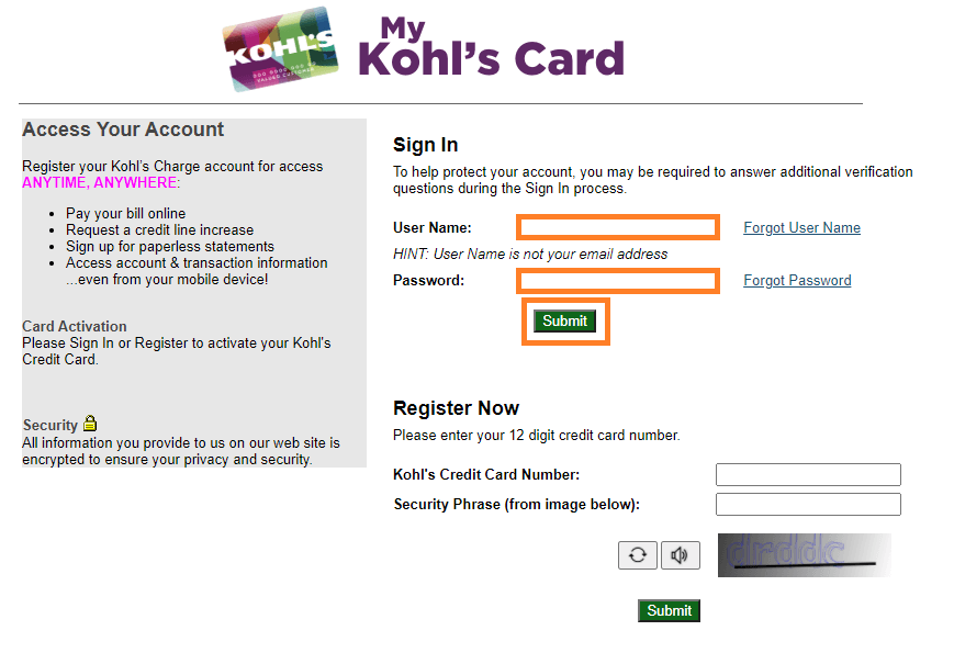 Kohl's Credit Card Login
