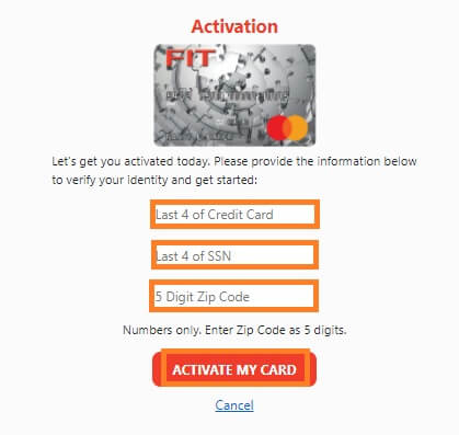 Activate Fit Credit Card Online