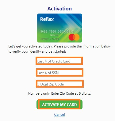 Activate Reflex Credit Card 2