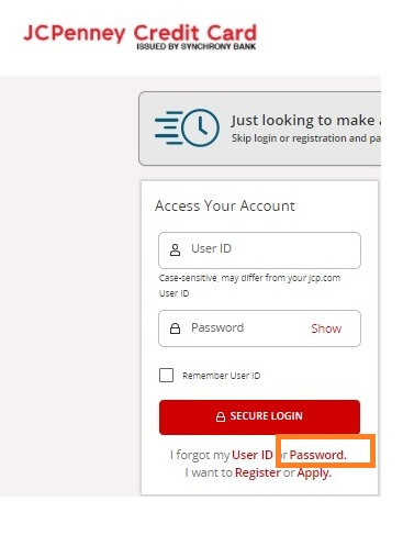 Forgot JCPenney Credit Card Password 1
