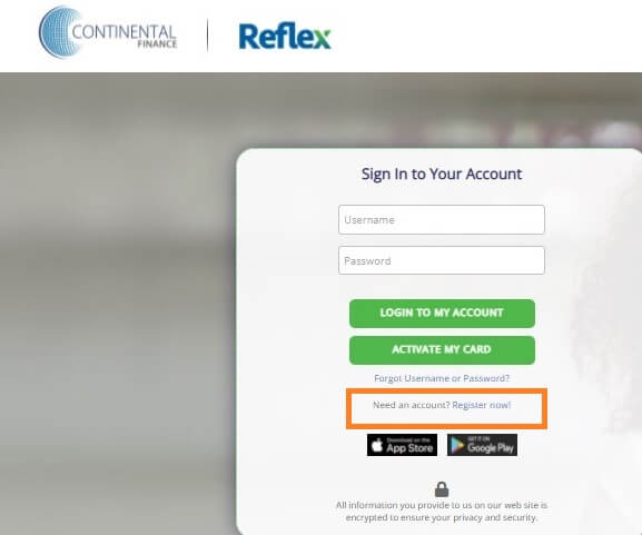 Register Reflex Credit Card Online 1