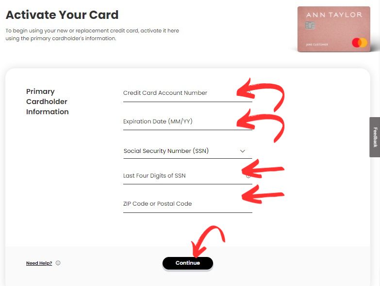 Activate Ann Taylor card online