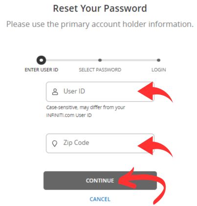 Infiniti card password