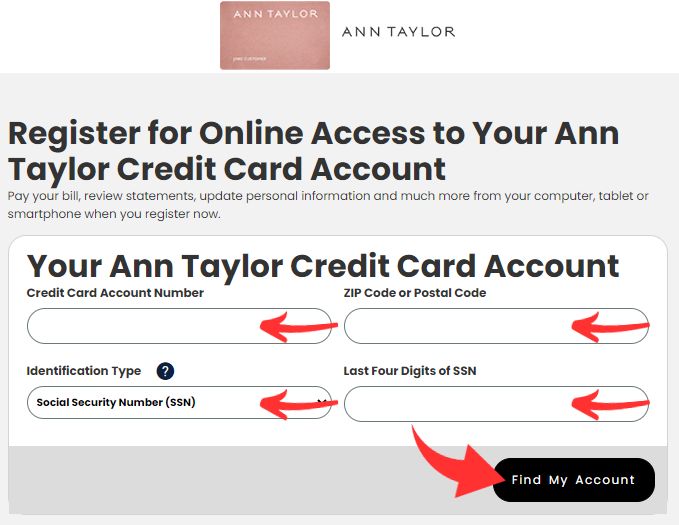 Register for Online Access to Your Ann Taylor Credit Card Account